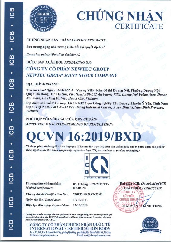 Chứng nhận QCVN 16:2019/BXD - Newtec Group